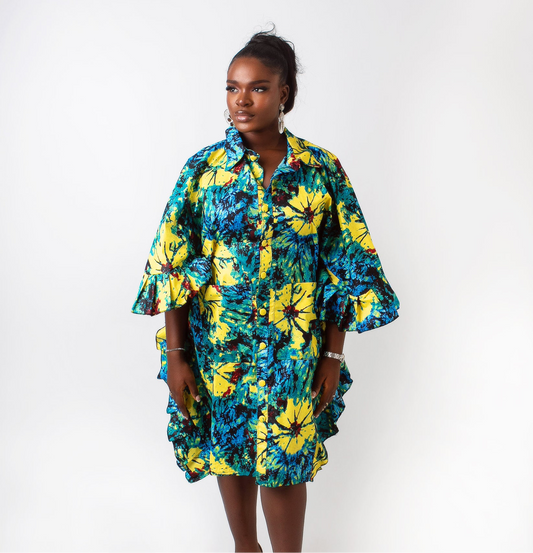 Radiant Bloom Shirt Dress