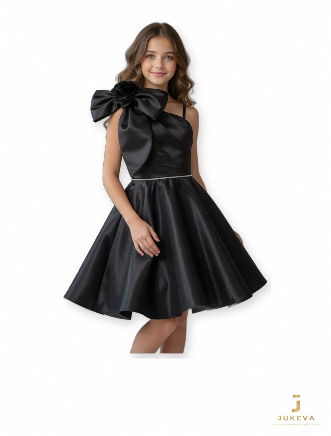 Bow Shoulder Dress in Black