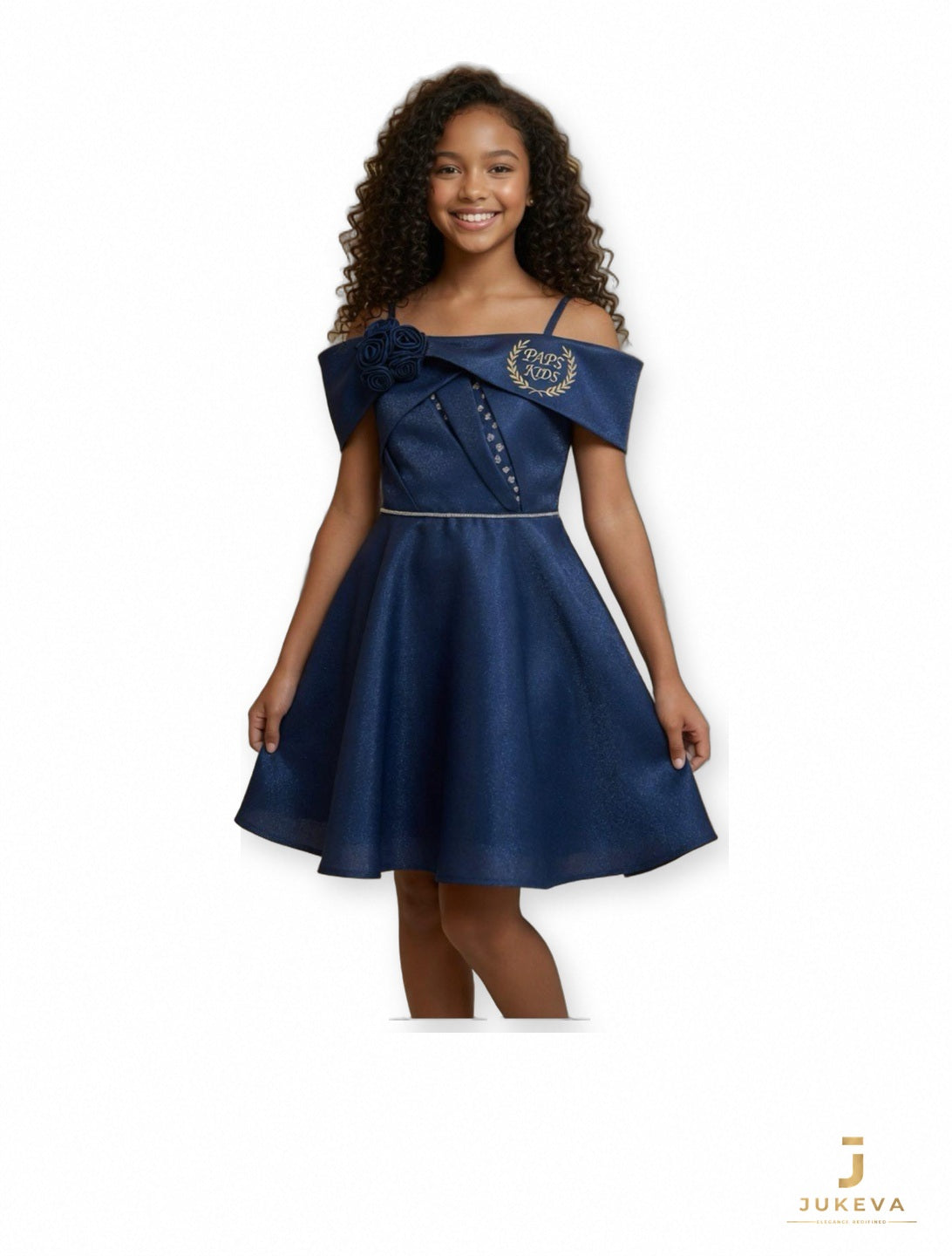 Off Shoulder Dress in Navy