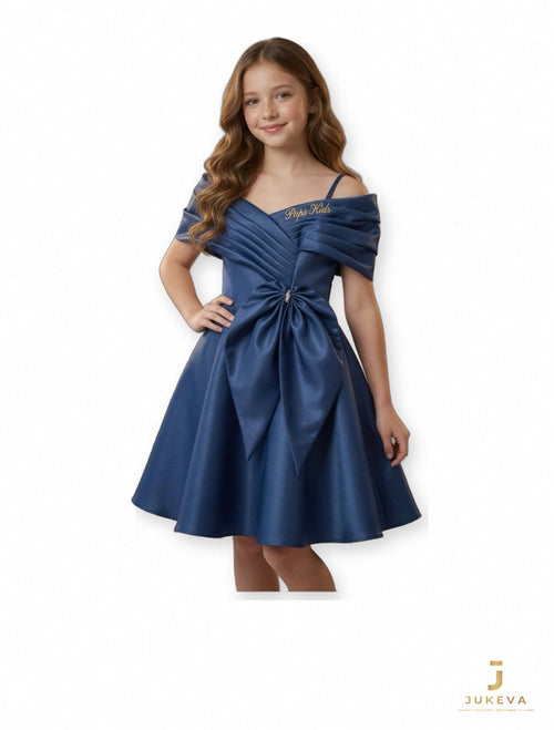 Bow Waist Dress in Navy