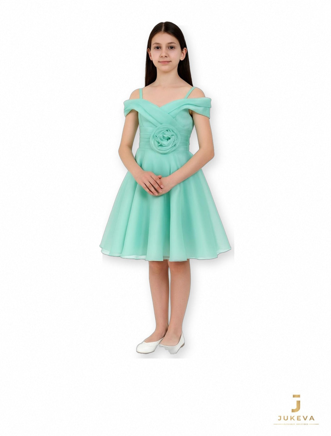 Rosette Dress in Mint