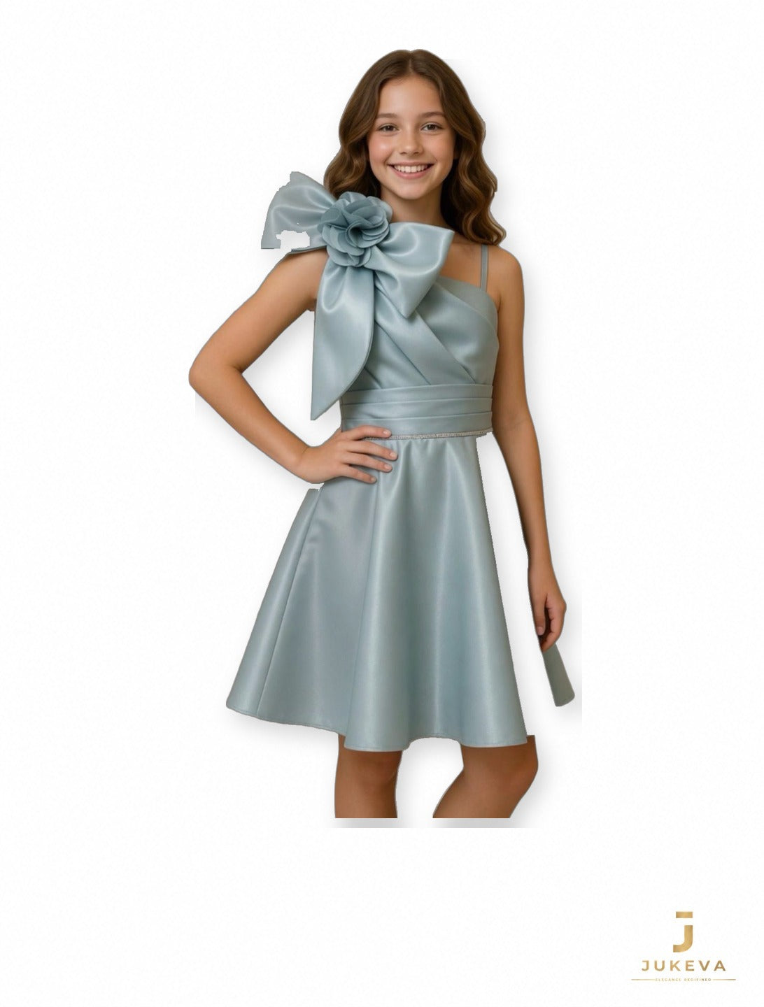 Bow Shoulder Dress in Mint