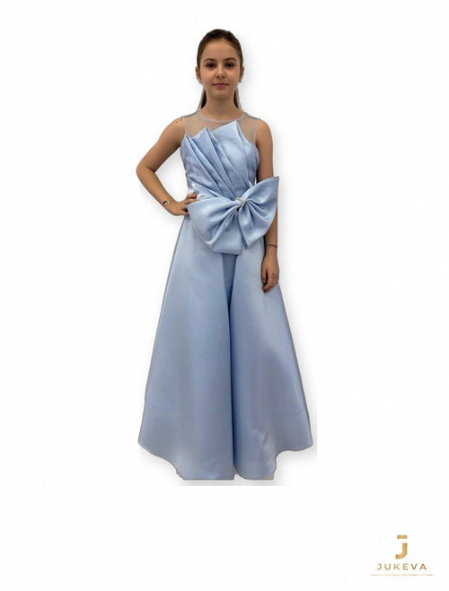 Bow Maxi Dress in Powder Blue